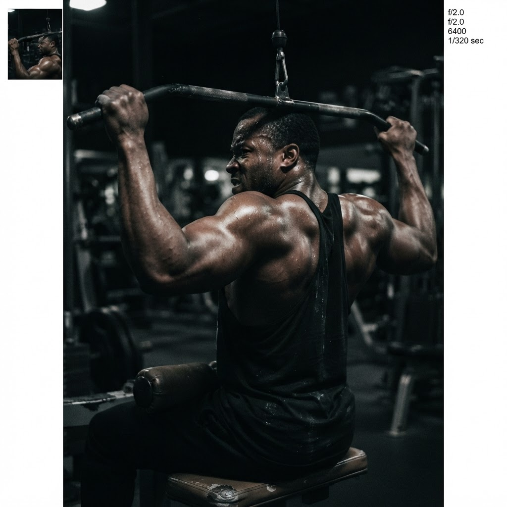 Athlet beim Langhanteltraining in einem dunklen Gym